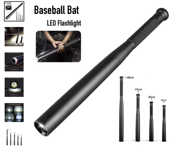 Aluminium Baseball Bat Waterproof Super Bright LED Flashlight Baton