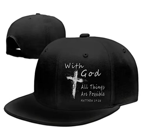 With God All Things Are Possible Christian Faith Snapback Hats