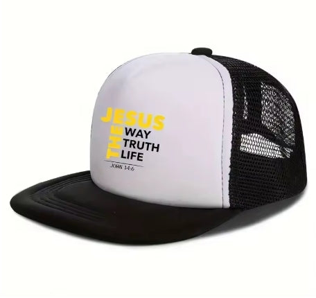 Hip Hop style Jesus john 14:6 way truth life Letter Print Unisex Adjustable Flat Brim Baseball Cap