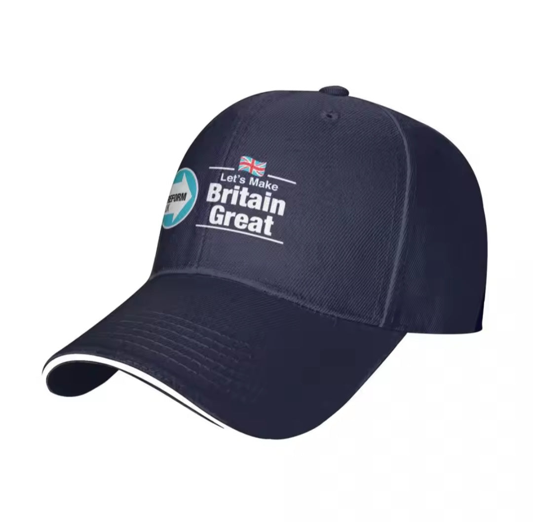 Reform uk lets make britain great baseball cap