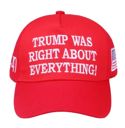 45-47 2025 Trump Was Right About Everything Take America Back Hat with USA Flag Embroidery Adjustable Baseball Cap